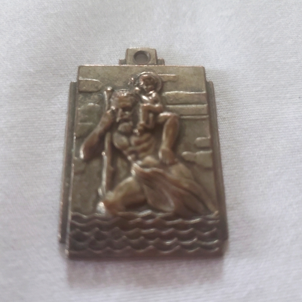 Bronze Saint Christopher Medal/Pendant Catholic Approximate Size 1.5" X 1.5"